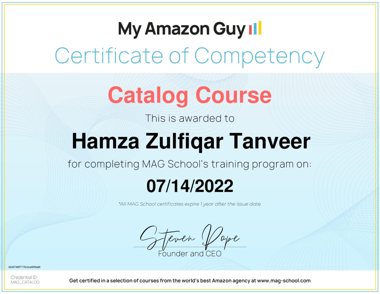 Catalog Course Certificate